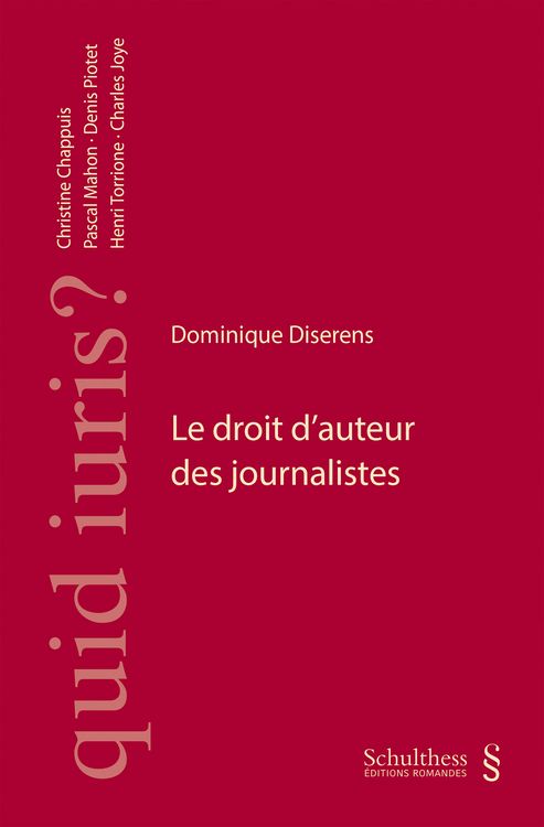 Produktbild: Le droit d'auteur des journalistes