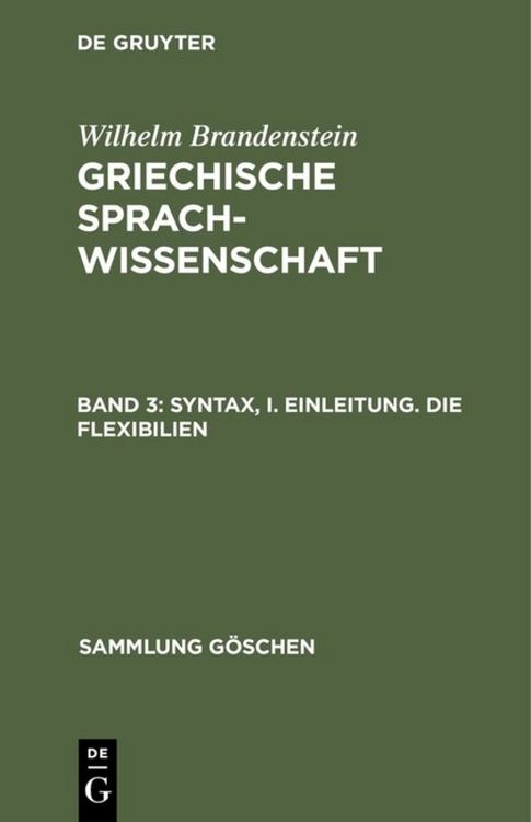 Produktbild: Syntax, I. Einleitung. Die Flexibilien