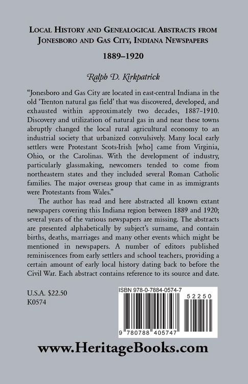 Produktbild: Local History and Genealogical Abstracts from Jonesboro and Gas City, Indiana, Newspapers, 1889-1920