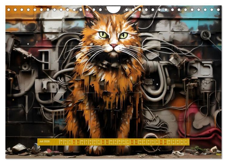 Produktbild: Graffiti Katzen (Wandkalender 2026 DIN A4 quer), CALVENDO Monatskalender