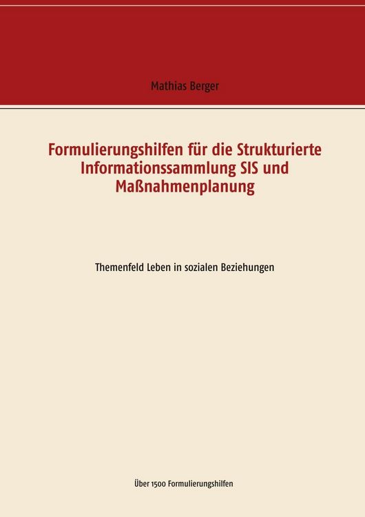 Produktbild: Formulierungshilfen f&uuml;r die Strukturierte Informationssammlung SIS und Ma&szlig;nahmenplanung