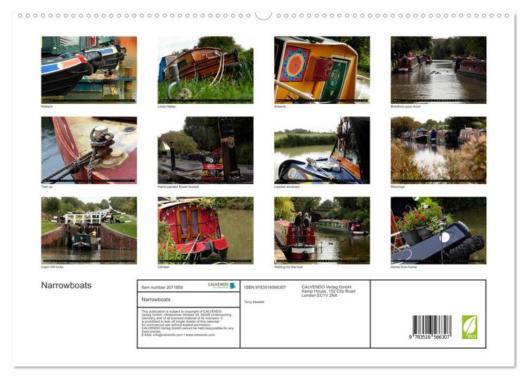 Produktbild: Narrowboats (High Quality Premium Wall Calendar 2026 DIN A2 landscape),CALVENDO 12 Month Wall Calendar