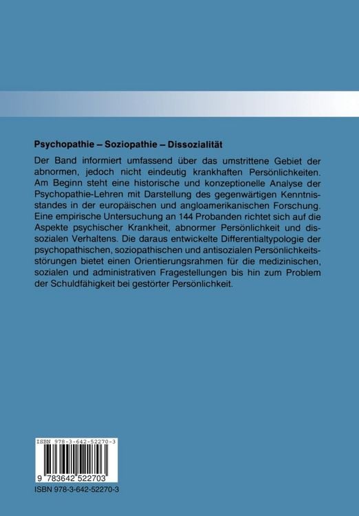 Produktbild: Psychopathie &mdash; Soziopathie &mdash; Dissozialit&auml;t