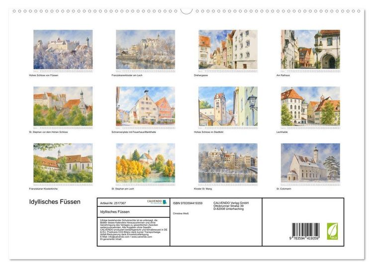 Produktbild: Idyllisches F&uuml;ssen (hochwertiger Premium Wandkalender 2027 DIN A2 quer), Kunstdruck in Hochglanz