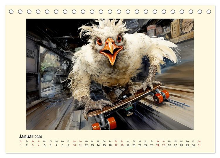 Produktbild: Verr&uuml;ckte H&uuml;hner (Tischkalender 2026 DIN A5 quer), CALVENDO Monatskalender