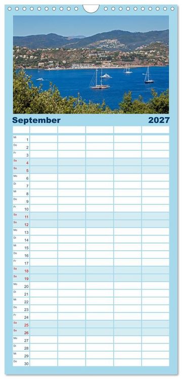 Produktbild: Familienplaner 2027 - C&ocirc;te d&rsquo;Azur - Sehnsuchtsort am Mittelmeer mit 5 Spalten (Wandkalender, 21 x 45 cm) CALVENDO