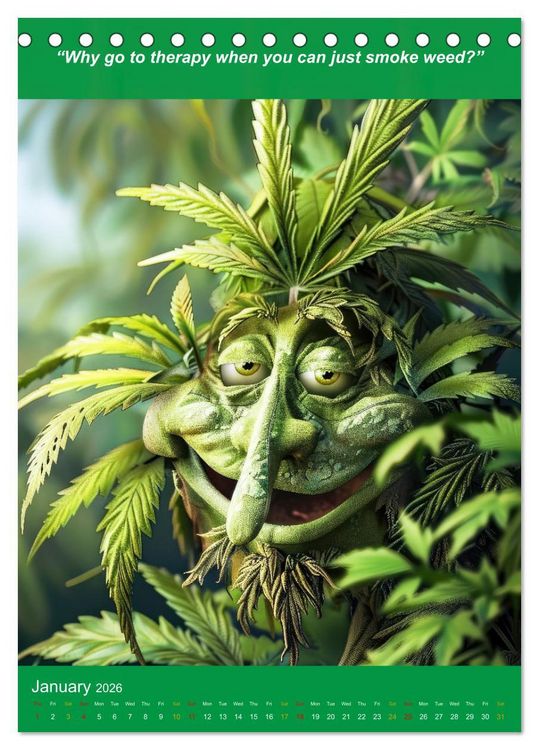 Produktbild: The funniest cannabis pictures and slogans (Desk Calendar 2026 DIN A5 portrait), CALVENDO 12 Month DeskCalendar