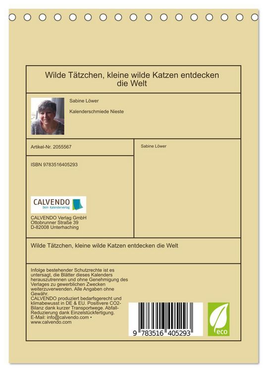 Produktbild: Wilde T&auml;tzchen, kleine wilde Katzen entdecken die Welt (Tischkalender 2026 DIN A5 hoch), CALVENDO Monatskalender
