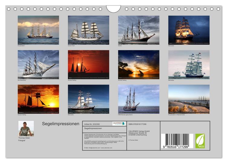 Produktbild: Segelimpressionen (Wandkalender 2026 DIN A4 quer), CALVENDO Monatskalender