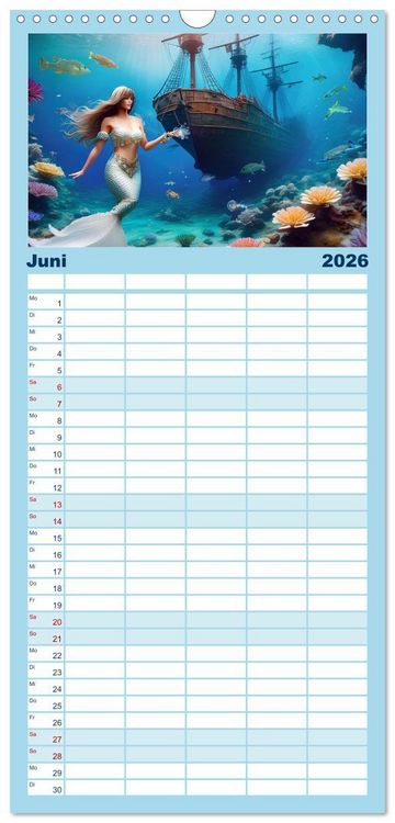 Produktbild: Familienplaner 2026 - Meerjungfrauen in mystischen Unterwasserwelten mit 5 Spalten (Wandkalender, 21 x 45 cm) CALVENDO