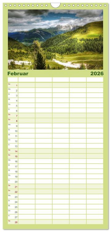 Produktbild: Familienplaner 2026 - S&uuml;dtirol - Gr&ouml;den und Alta Badia mit 5 Spalten (Wandkalender, 21 x 45 cm) CALVENDO