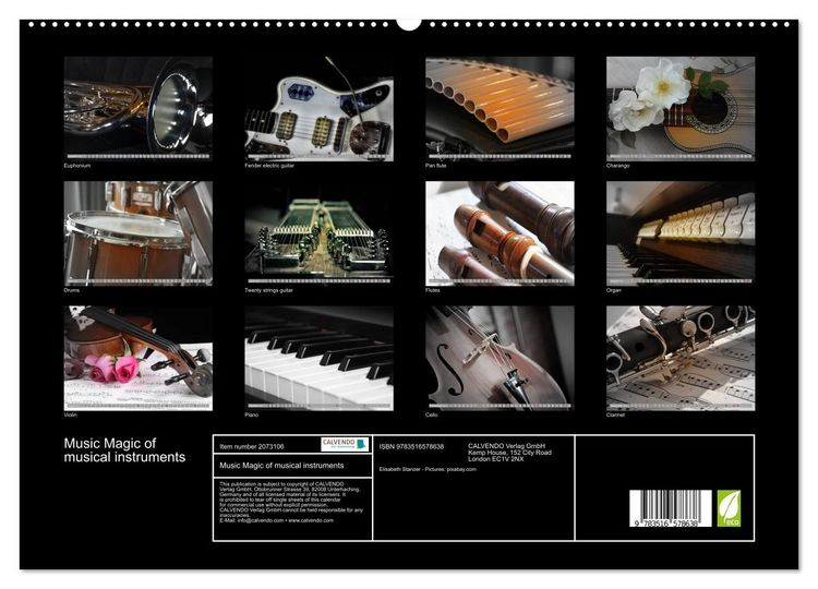 Produktbild: Music Magic of musical instruments (High Quality Premium Wall Calendar 2026 DIN A2 landscape),CALVENDO 12 Month Wall Calendar