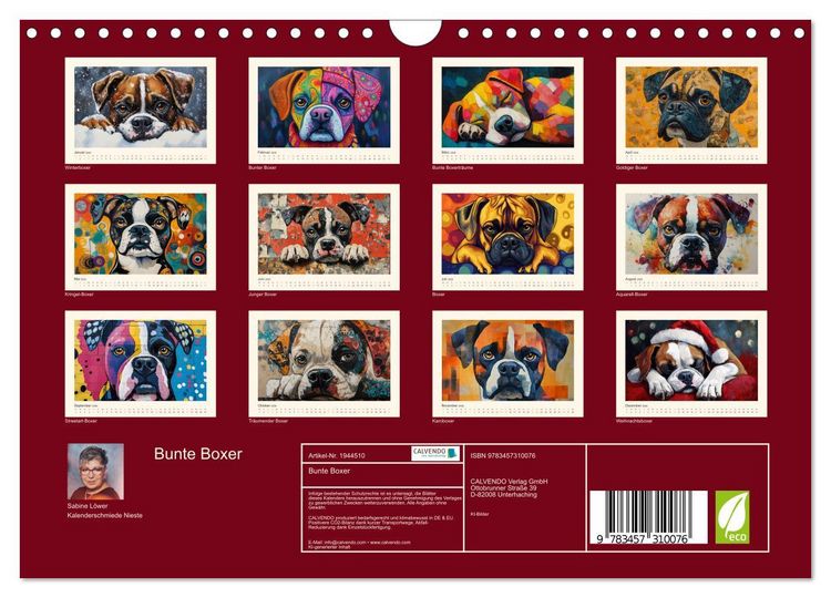 Produktbild: Bunte Boxer (Wandkalender 2026 DIN A4 quer), CALVENDO Monatskalender