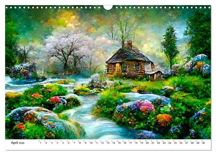 Produktbild: Fantasie Cottages - Ein Jahr durch die M&auml;rchenwelt (Wandkalender 2026 DIN A3 quer), CALVENDO Monatskalender