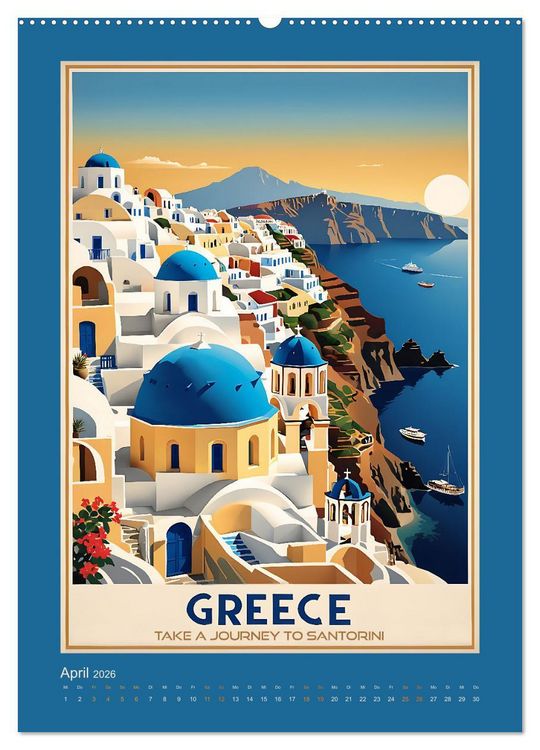 Produktbild: World Travel Poster - nostalgische Reise um die Welt (Wandkalender 2026 DIN A2 hoch), CALVENDO Monatskalender
