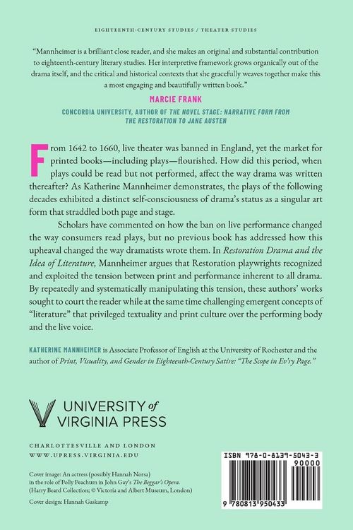 Produktbild: Restoration Drama and the Idea of Literature