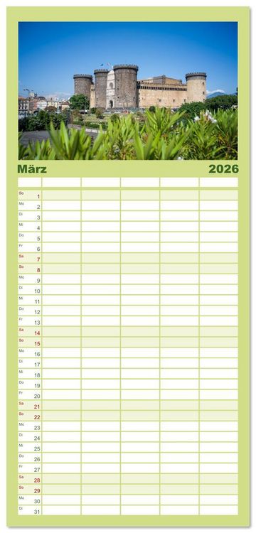 Produktbild: Familienplaner 2026 - Wundersch&ouml;nes Neapel - Bella Napoli mit 5 Spalten (Wandkalender, 21 x 45 cm) CALVENDO