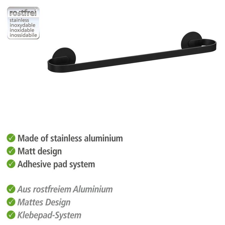 Produktbild: Turbo-Loc&reg; Badetuchstange Uno Mod. Bivio Black matt, 40 cm, aus Aluminium