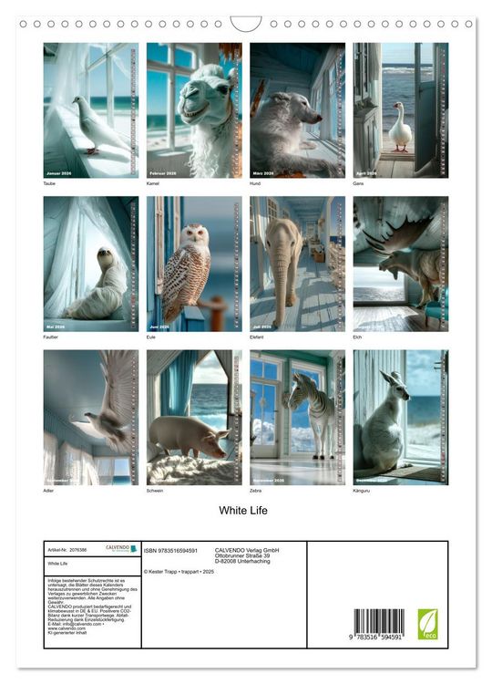 Produktbild: White Life (Wandkalender 2026 DIN A3 hoch), CALVENDO Monatskalender