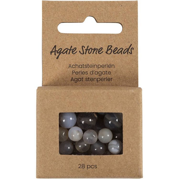 Produktbild: Creativ Company Achat Steinperlen, Gr&ouml;&szlig;e 1x10, 12x8, 15x6 mm, Lochgr&ouml;&szlig;e 0,9-1 mm, Transparent Grau, 28 Stk