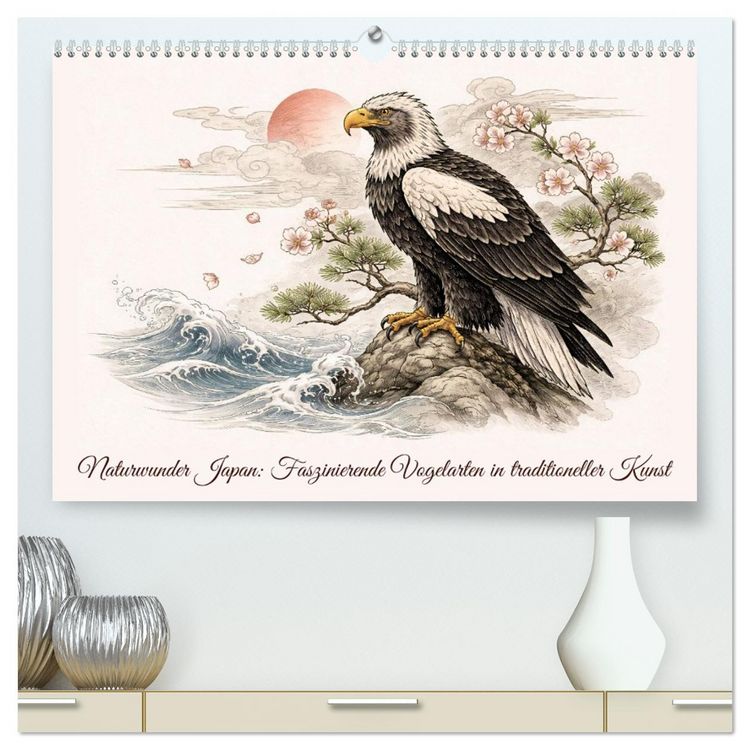Produktbild: Naturwunder Japan: Faszinierende Vogelarten in traditioneller Kunst (hochwertiger Premium Wandkalender 2027 DIN A2 quer), Kunstdruck in Hochglanz