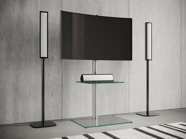 Produktbild: TV Standfu&szlig; Alu Glas Fernseh St&auml;nder Fu&szlig; Alani