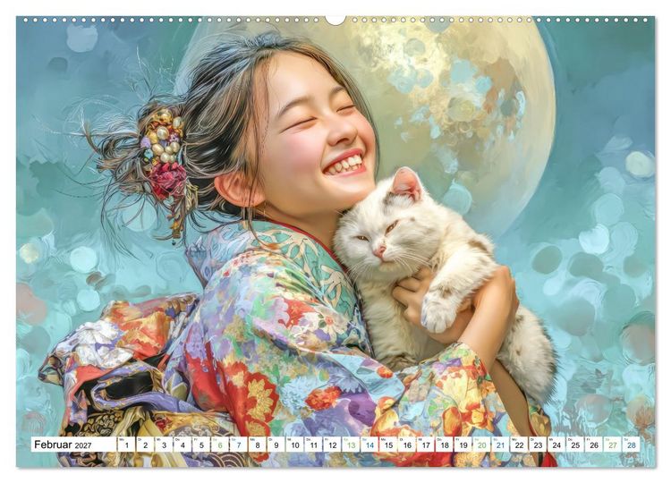 Produktbild: Japanisch inspirierte Werke - Mit Japans traditionellen Tieren (Wandkalender 2027 DIN A2 quer), CALVENDO Monatskalender