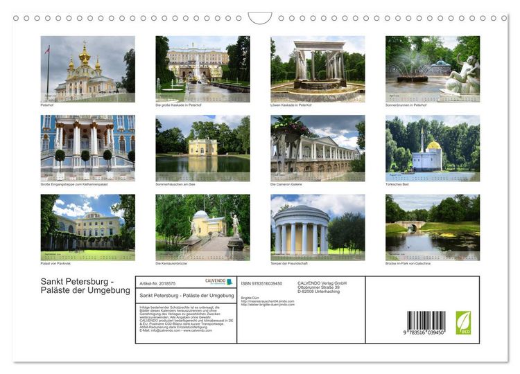 Produktbild: Sankt Petersburg - Pal&auml;ste der Umgebung (Wandkalender 2026 DIN A3 quer), CALVENDO Monatskalender