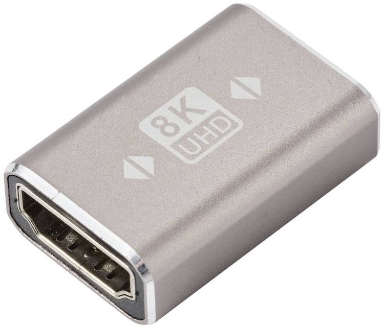 Produktbild: SpeaKa Professional SP-11301992 HDMI Adapter [1x HDMI-Buchse - 1x HDMI-Buchse] Grau UHD 8K @ 60 Hz, UHD 4K @ 120 Hz Aluminium-Stecker