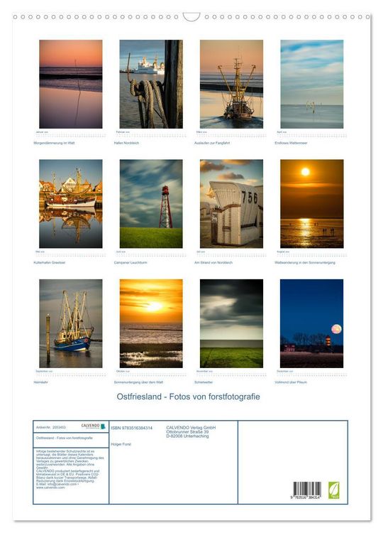 Produktbild: Ostfriesland - Fotos von forstfotografie (Wandkalender 2026 DIN A2 hoch), CALVENDO Monatskalender