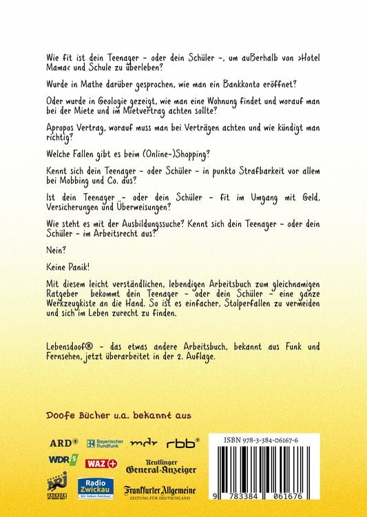 Produktbild: Lebensdoof&reg; - Das Arbeitsbuch als praktischer Lebenskompass: Finanzen, Recht und Alltagstipps von der Steuererkl&auml;rung &uuml;ber Arbeitsrecht, Mietrecht sowie Haushaltsf&uuml;hrung