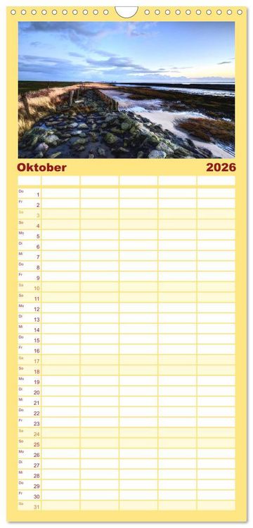 Produktbild: Familienplaner 2026 - Nordseebad Wremen - Strandimpressionen mit 5 Spalten (Wandkalender, 21 x 45 cm) CALVENDO