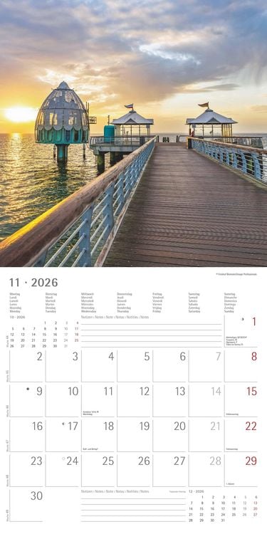 Produktbild: Seeblick 2026 - Broschürenkalender 30x30 cm (30x60 geöffnet) - Kalender mit Platz für Notizen - Sea View - Bildkalender - Wandplaner - Wandkalender