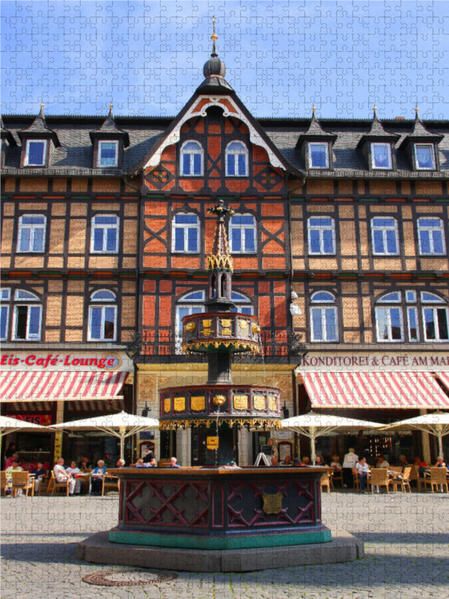 Produktbild: CALVENDO Puzzle Wernigerode, Marktplatz mit Wohlt&auml;terbrunnen | 1000 Teile Lege-Gr&ouml;&szlig;e 64x48cm Foto-Puzzle f&uuml;r gl&uuml;ckliche Stunden
