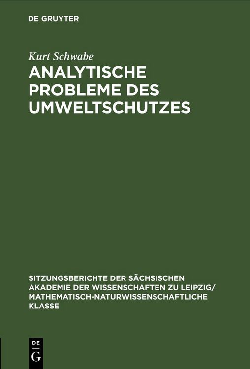 Produktbild: Analytische Probleme des Umweltschutzes