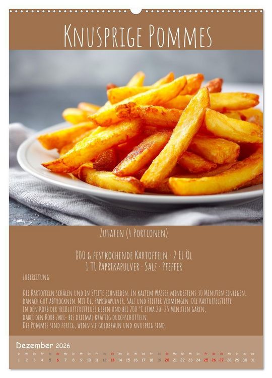 Produktbild: REZEPTE - Kochen in der Hei&szlig;luftfritteuse (hochwertiger Premium Wandkalender 2026 DIN A2 hoch), Kunstdruck in Hochglanz