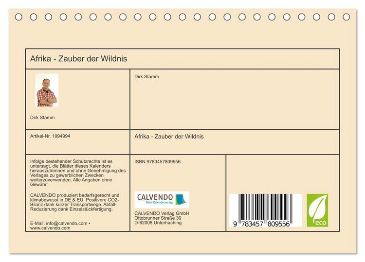 Produktbild: Afrika - Zauber der Wildnis (Tischkalender 2026 DIN A5 quer), CALVENDO Monatskalender