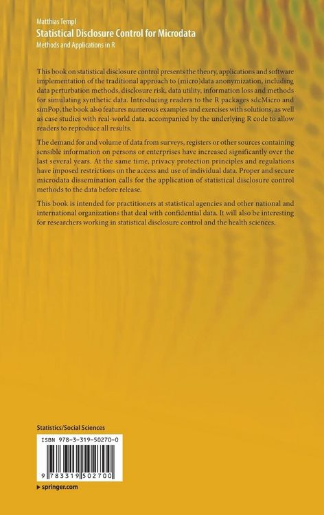 Produktbild: Statistical Disclosure Control for Microdata