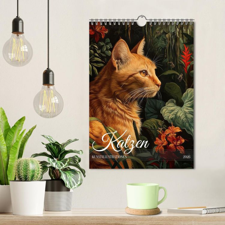 Produktbild: Katzen Kunstillustrationen (Wandkalender 2026 DIN A4 hoch), CALVENDO Monatskalender