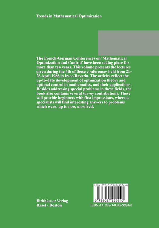 Produktbild: Trends in Mathematical Optimization