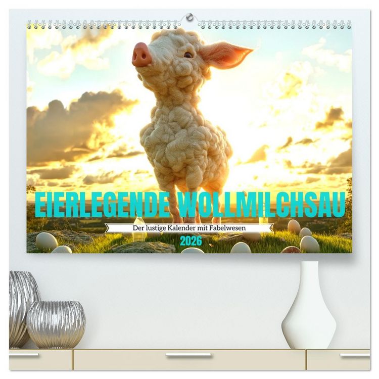 Produktbild: Eierlegende Wollmilchsau &ndash; der lustige Kalender mit Fabelwesen (hochwertiger Premium Wandkalender 2026 DIN A2 quer), Kunstdruck in Hochglanz