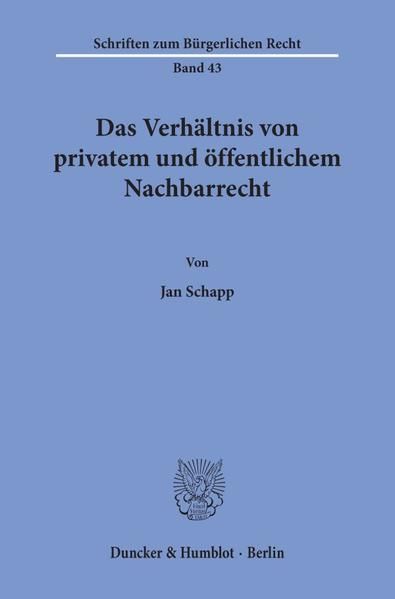 Produktbild: Das Verh&auml;ltnis von privatem und &ouml;ffentlichem Nachbarrecht.