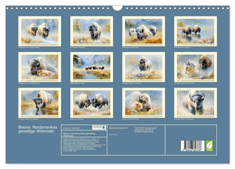 Produktbild: Bisons. Nordamerikas gewaltige Wildrinder (Wandkalender 2027 DIN A3 quer), CALVENDO Monatskalender