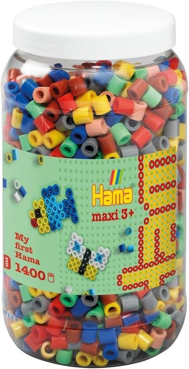 Bild vom Artikel Hama 8543 - My first Hama Bügelperlen Maxi 3+, Dose mit ca. 1400 Stück, Vollton Mix69 vom Autor 
