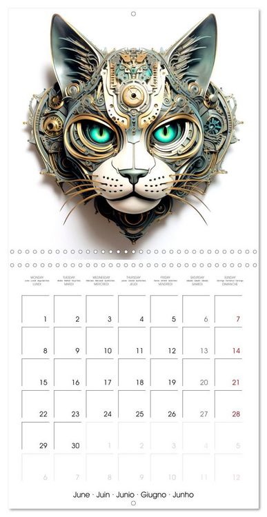 Produktbild: F&eacute;lins Steampunk (Calendrier mural carr&eacute; 2026 30x30 cm) Calendrier double avec une page pour vos prises de notes