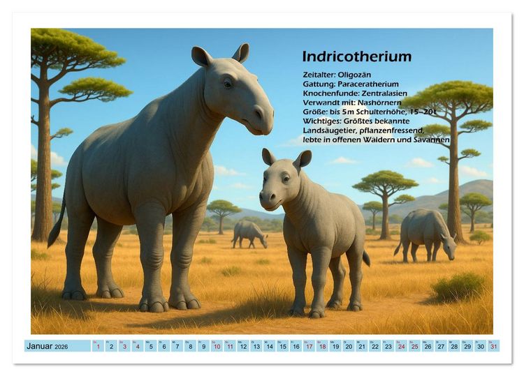 Produktbild: Urige Megafauna pr&auml;historisch und niedlich (Tischkalender 2026 DIN A5 quer), CALVENDO Monatskalender