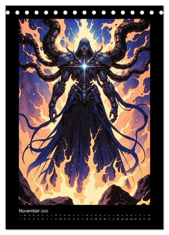 Produktbild: Cybertronic Chaos: Anime-inspirierte KI- Charaktere (Tischkalender 2026 DIN A5 hoch), CALVENDO Monatskalender