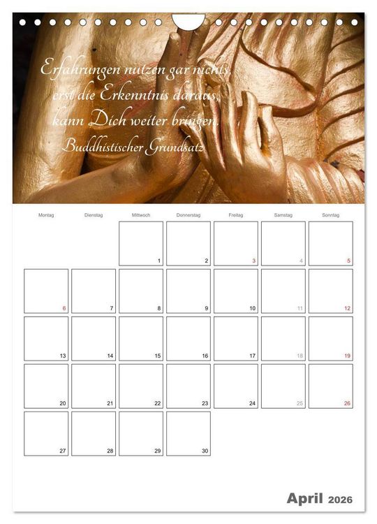 Produktbild: Harmonie und Freude Buddhistische Weisheiten 2026 (Wandkalender 2026 DIN A4 hoch), CALVENDO Monatskalender