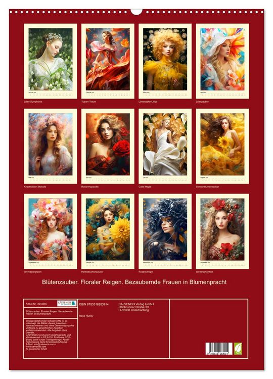 Produktbild: Bl&uuml;tenzauber. Floraler Reigen. Bezaubernde Frauen in Blumenpracht (Wandkalender 2026 DIN A2 hoch), CALVENDO Monatskalender