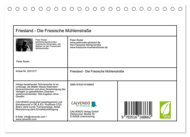 Produktbild: Friesland - Die Friesische M&uuml;hlenstra&szlig;e (Tischkalender 2026 DIN A5 quer), CALVENDO Monatskalender